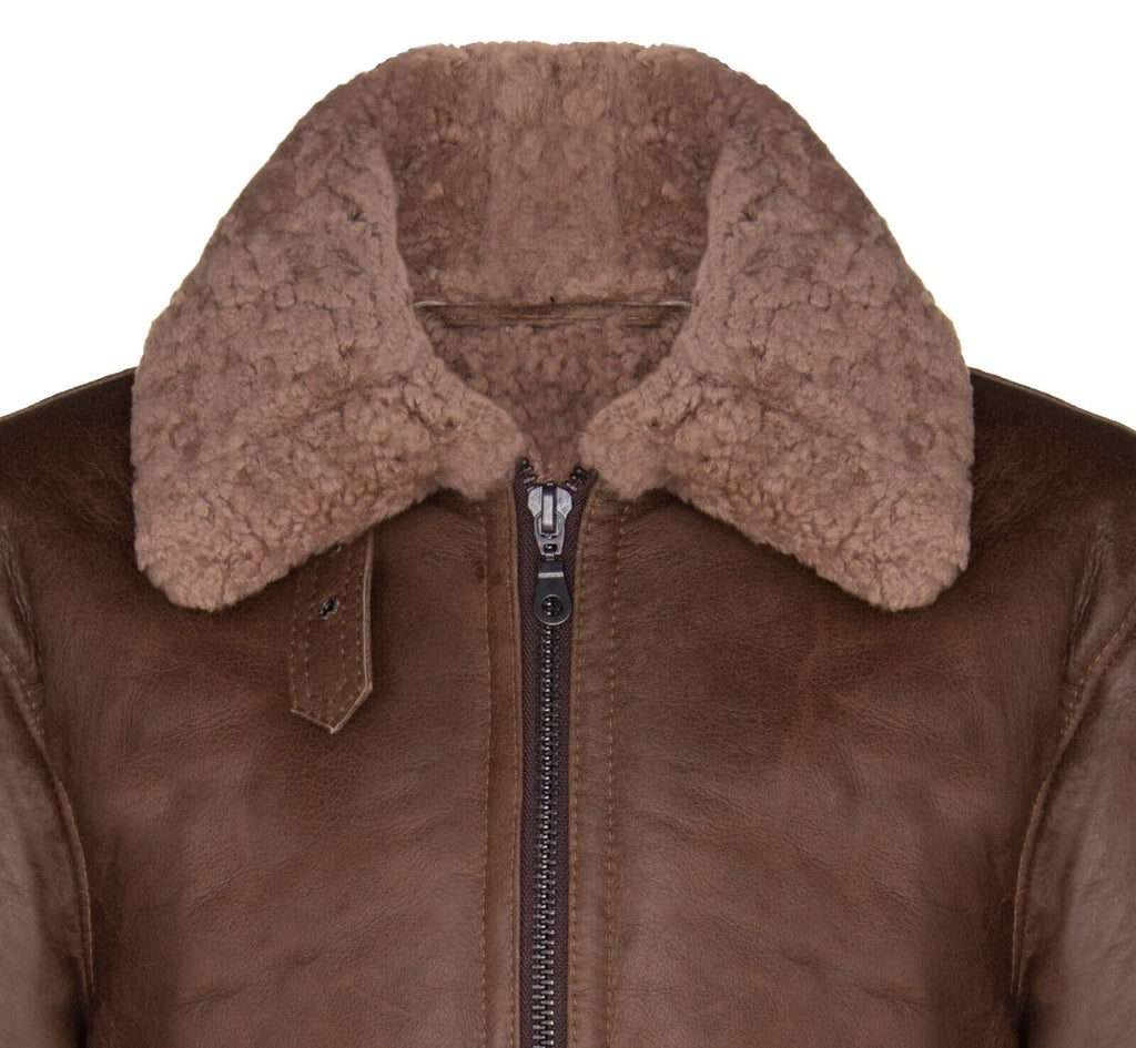 Mens B3 WW2 Sheepskin Leather Flying Aviator Jacket-Houston