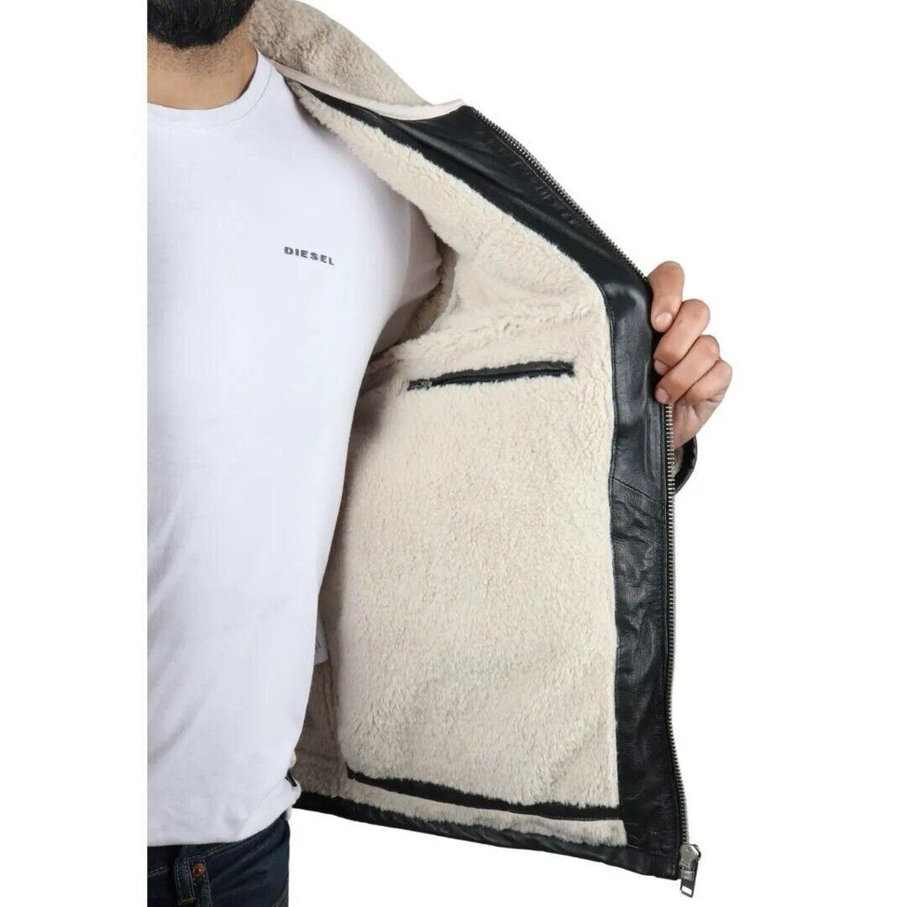 Men's Leather Quilted Biker Puffer Jacket - Brasília