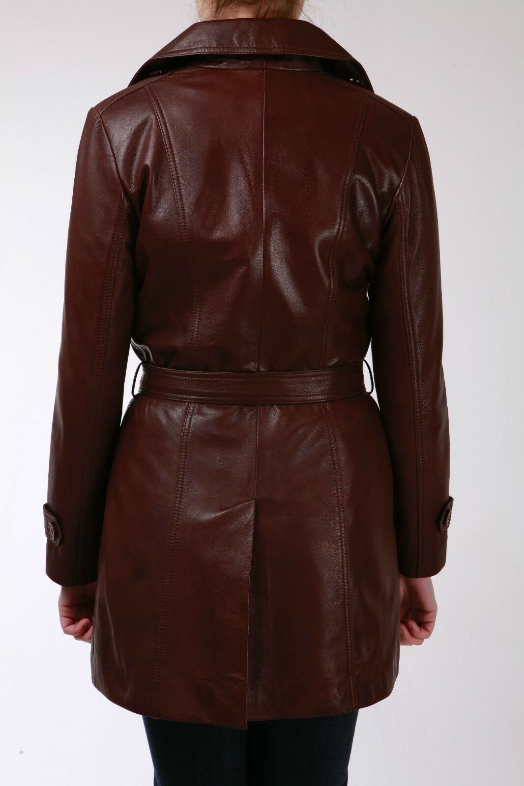 Womens 3/4 Length Tie Belt Trench Coat-Oldbury