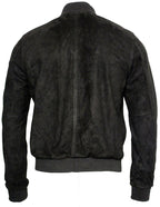 Mens Varsity Soft Suede Leather Bomber Jacket