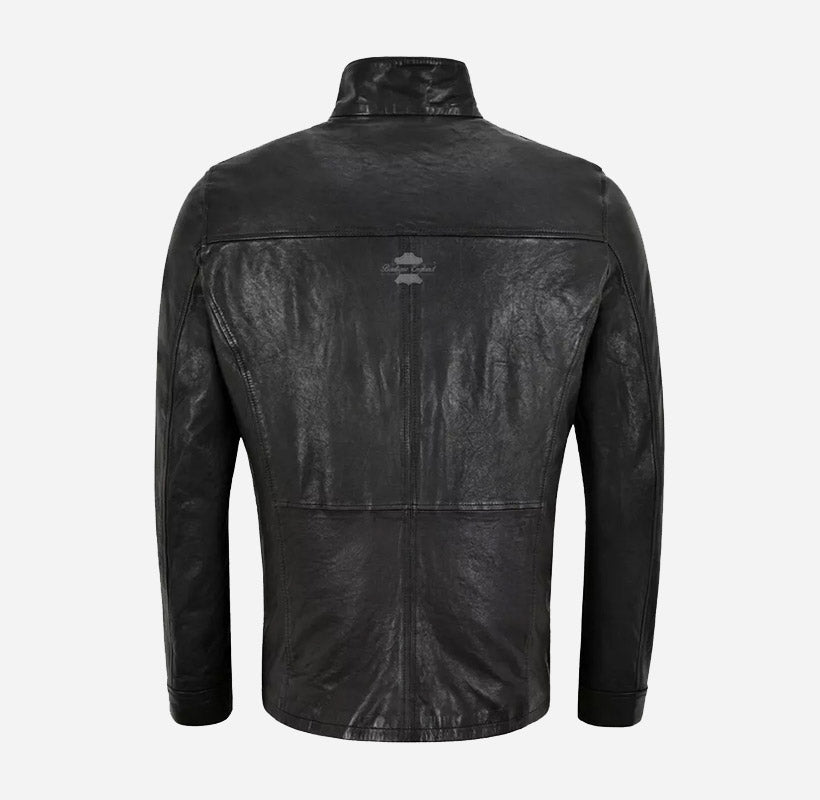 TREK Veg Tanned Leather Jacket Classic Safari Coat in Black