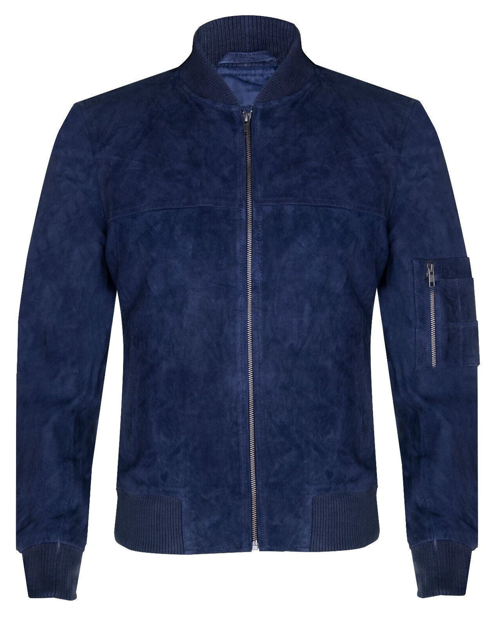 Mens Suede Leather MA-1 Varsity Bomber Jacket