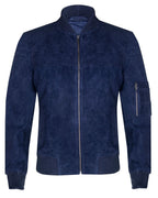 Mens Suede Leather MA-1 Varsity Bomber Jacket