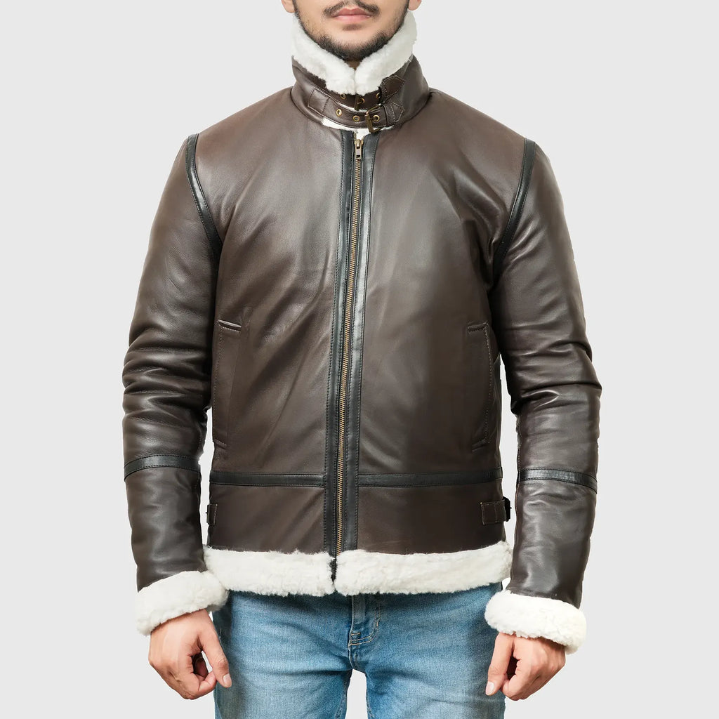 Men’s Brown B-3 Bomber Leather Jacket