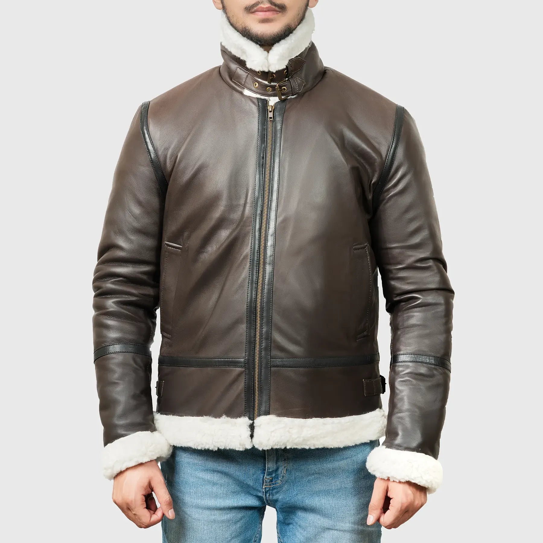 Men’s Brown B-3 Bomber Leather Jacket