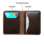 Brown Leather Bifold Card Holder - Mini Wallet