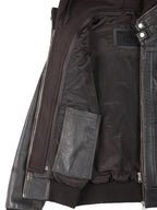 Women's Dark Brown Rub Off Leather Jacket with Removable Hood