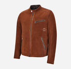 CORWIN Biker Leather Jacket for Men in Tan Nubuck