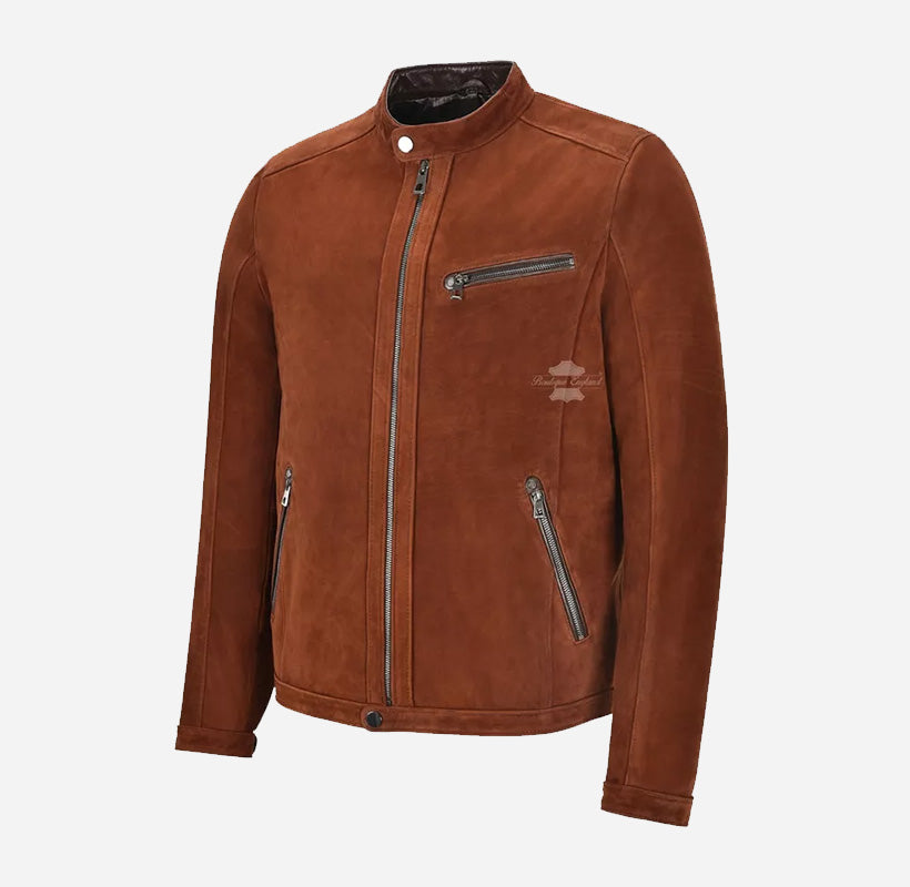 CORWIN Biker Leather Jacket for Men in Tan Nubuck