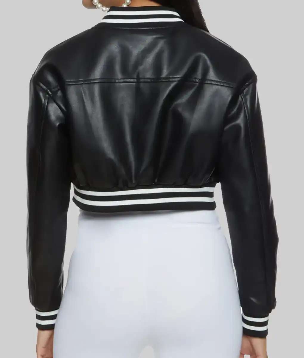 Women’s Black Leather Varsity Jacket