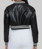 Women’s Black Leather Varsity Jacket