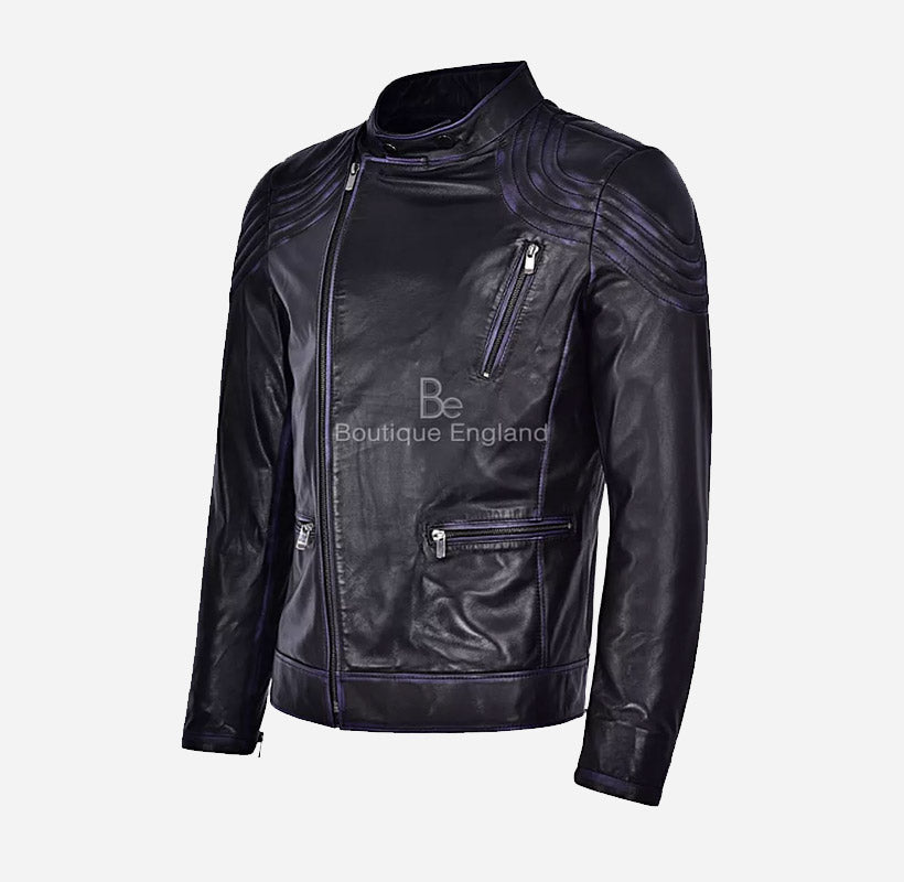 TIMBER Men's Rustic Vintage Biker Leather Jacket