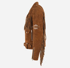 BRANDO Men's Suede Fringe Jacket Vintage Western Biker Jacket