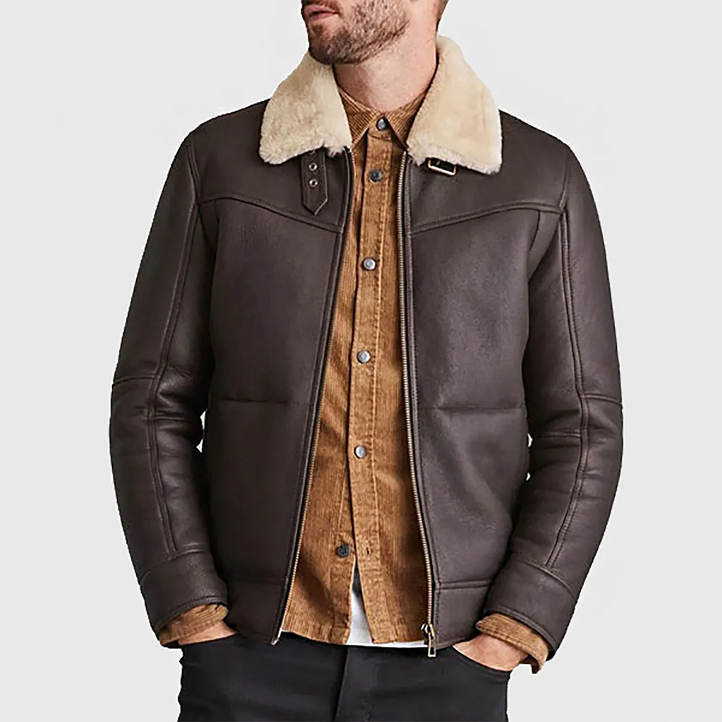 Men’s Brown B-3 Bomber Leather Jacket