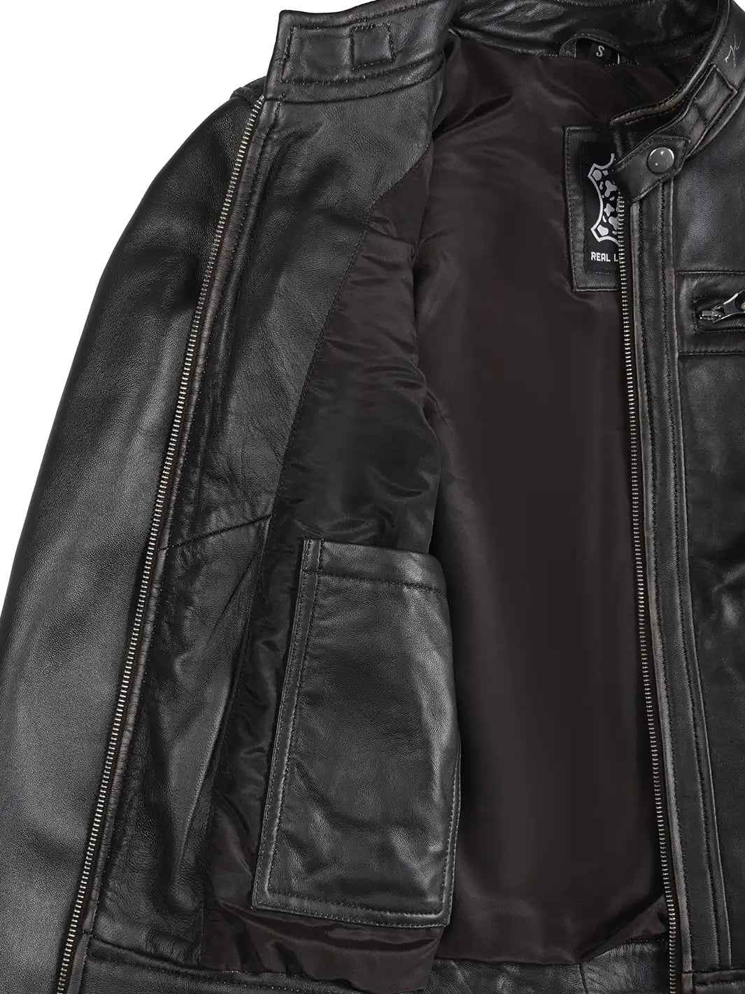 Diamond Women Rub Off Brown Leather Jacket