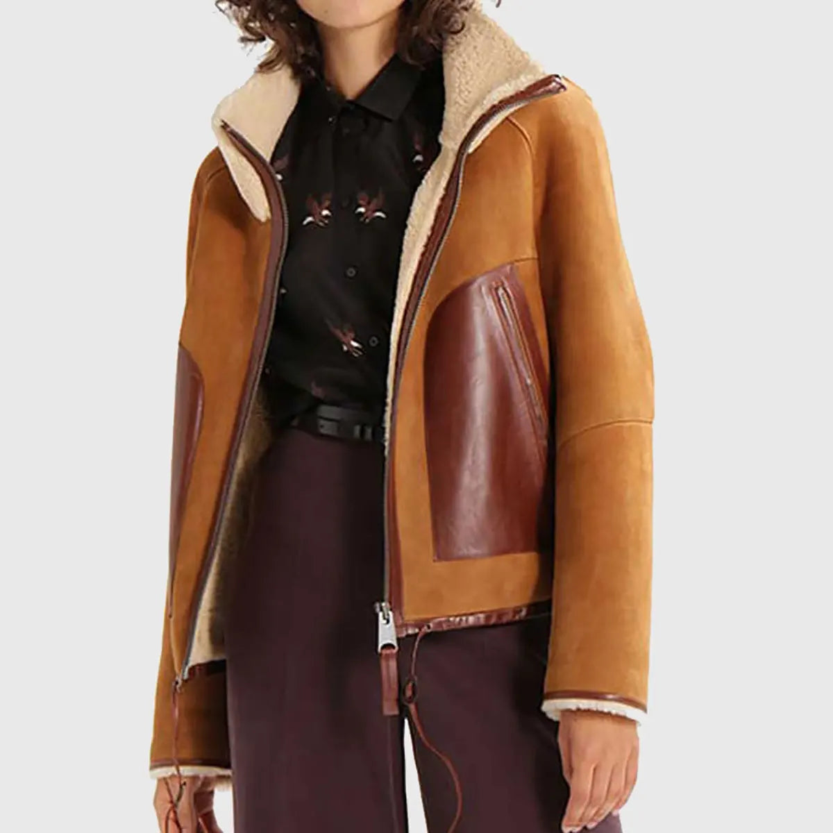 Women’s Brown Bomber Suede Jacket