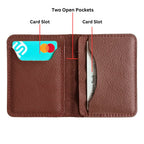 Rust Leather Bifold Card Holder - Mini Wallet