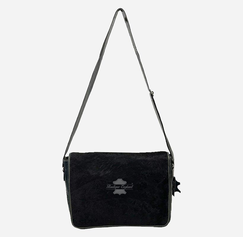 Unisex Hair on Hide Leather Crossbody Satchel Bags