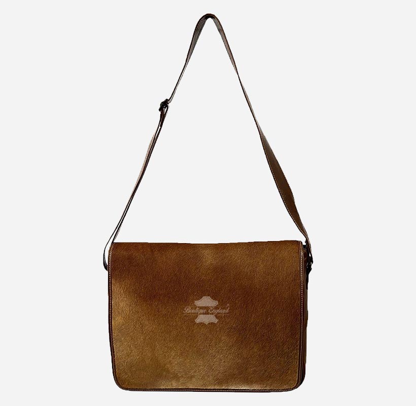 Unisex Hair on Hide Leather Crossbody Satchel Bags