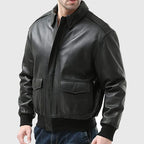 Men’s Black A-2 Bomber Leather Jacket