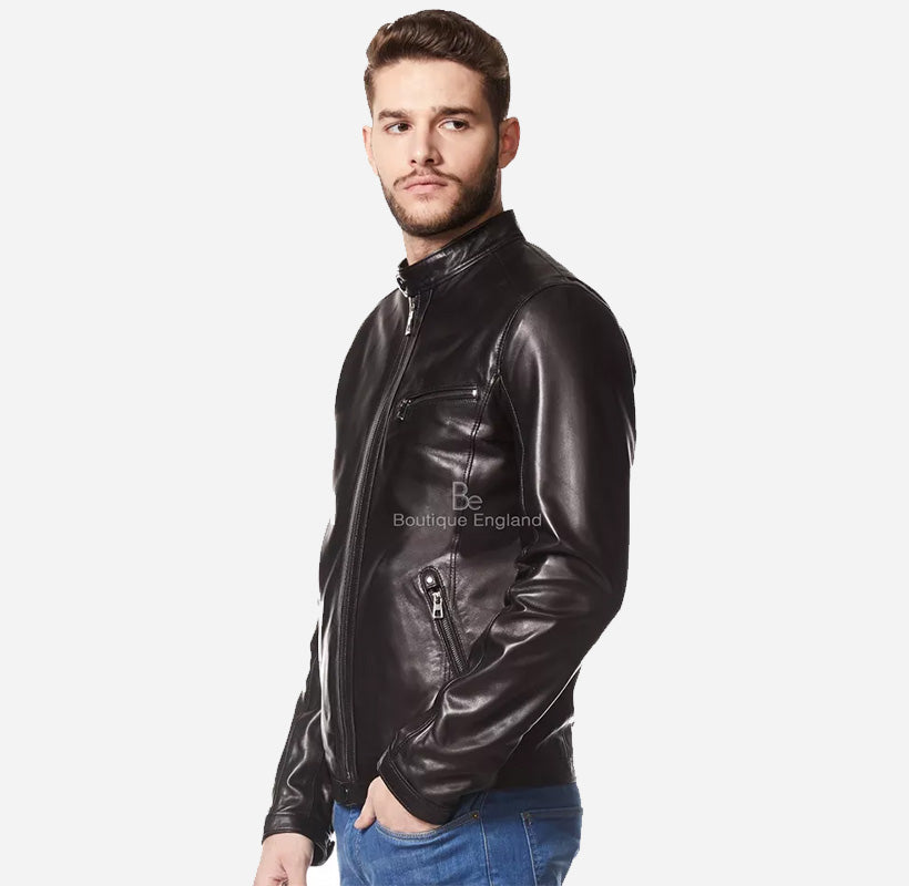 CORWIN Biker Leather Jacket for Men in Black and Brown