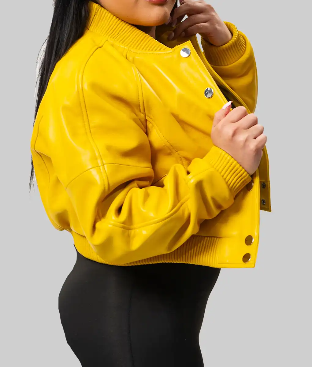 Women’s Yellow Leather Varsity Jacket
