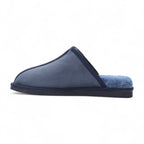 Men's Genuine Sheepskin Navy Suede Mule Winter Warm Non-Slip - Highland