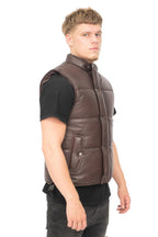 Mens Classic Leather Puffer Waistcoat-Nottingham