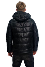 Mens Puffer Leather Bomber Jacket-Alicante