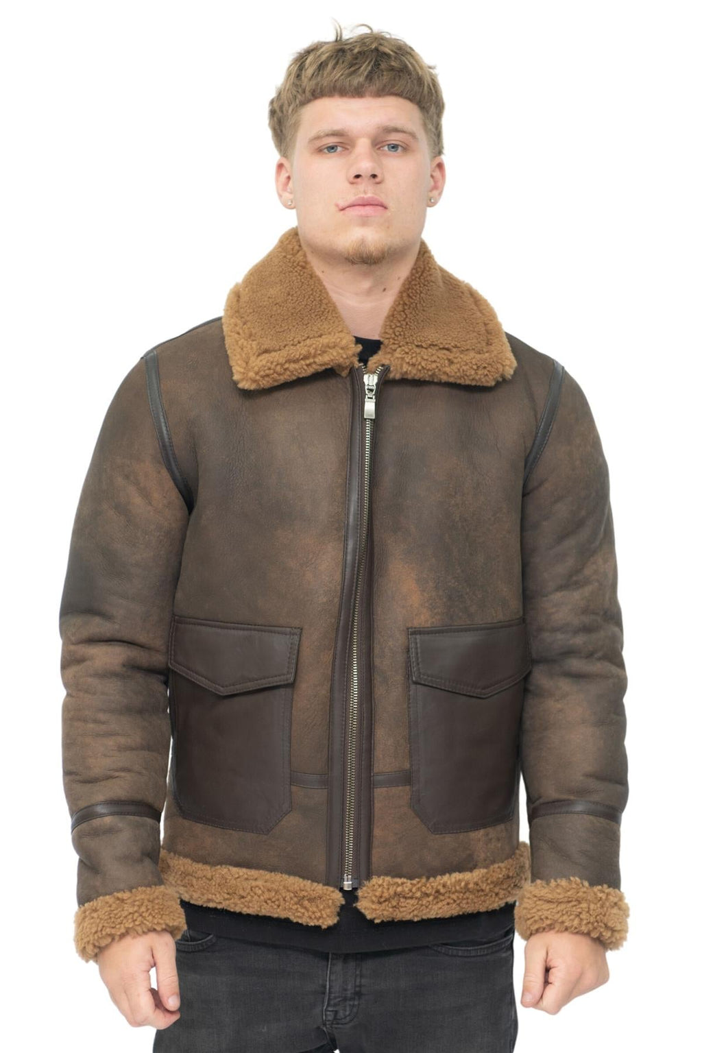 Mens Antique B3 Sheepskin Jacket-Aviles
