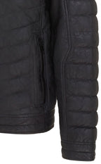Mens Quilted Puffer Leather Bomber Jacket - Torpoint