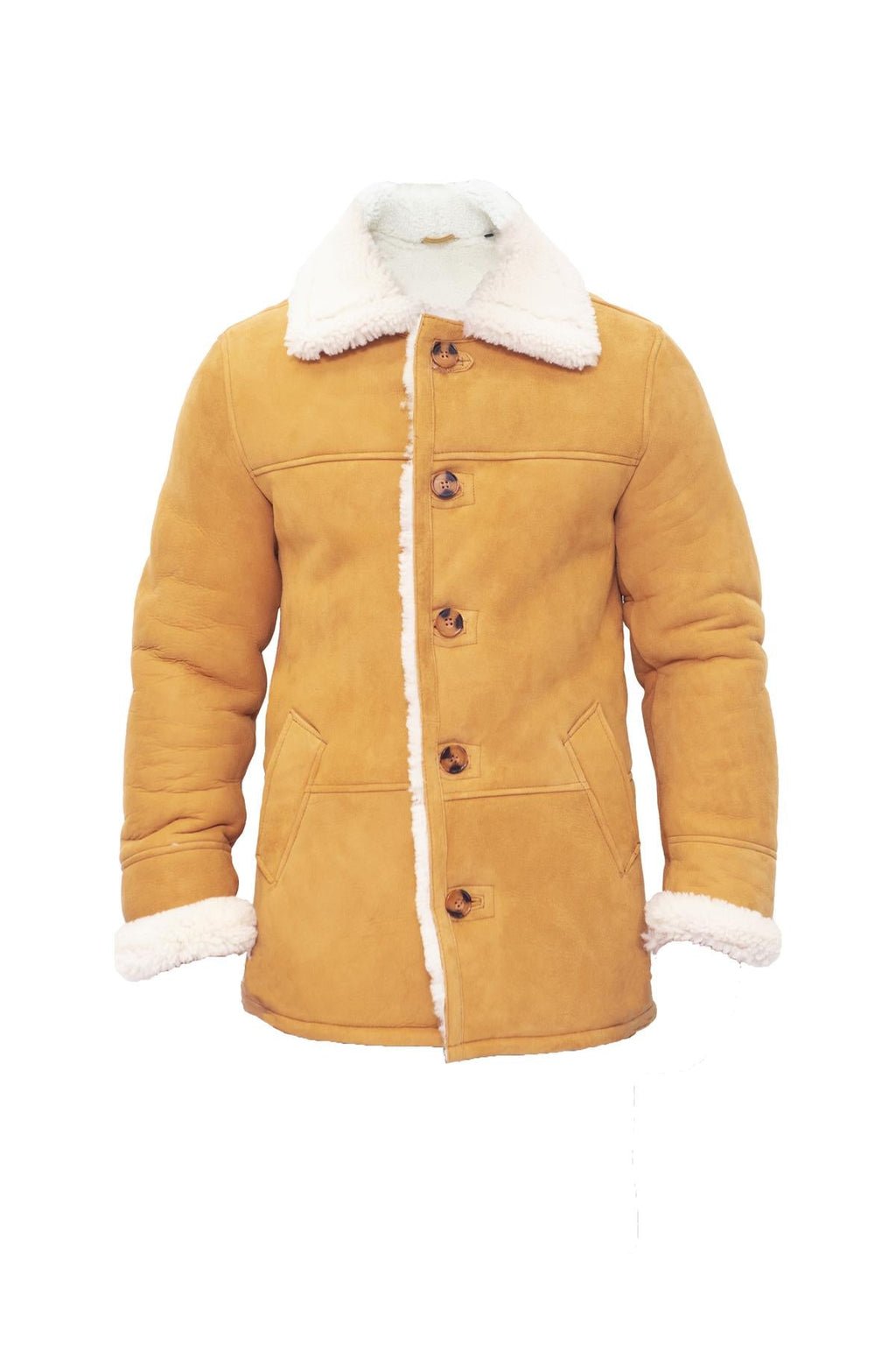 Mens Classic Sheepskin Car Coat-Auburn