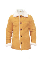 Mens Classic Sheepskin Car Coat-Auburn