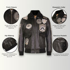 Mens Top Gun A2 Leather Bomber Jacket-San Diego