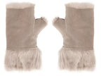 Womens Shearling  Mittens Fingerless Cuffs Toscana Suede Sheepskin Fur