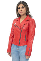 Womens Leather Classic Biker Brando Jacket-Baku