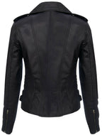 Womens Leather Brando Biker Jacket-Loddon