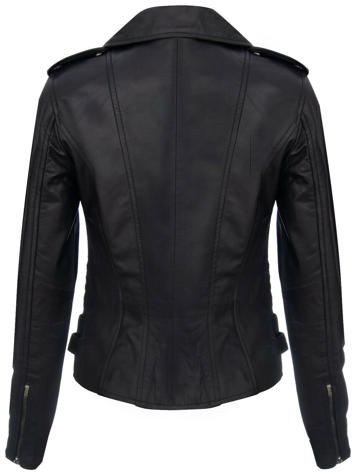Womens Leather Brando Biker Jacket-Loddon