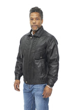 Mens Classic Harrington Bomber Leather Jacket-Minsk