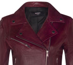 Womens Classic Leather Brando Biker Jacket-Loughton