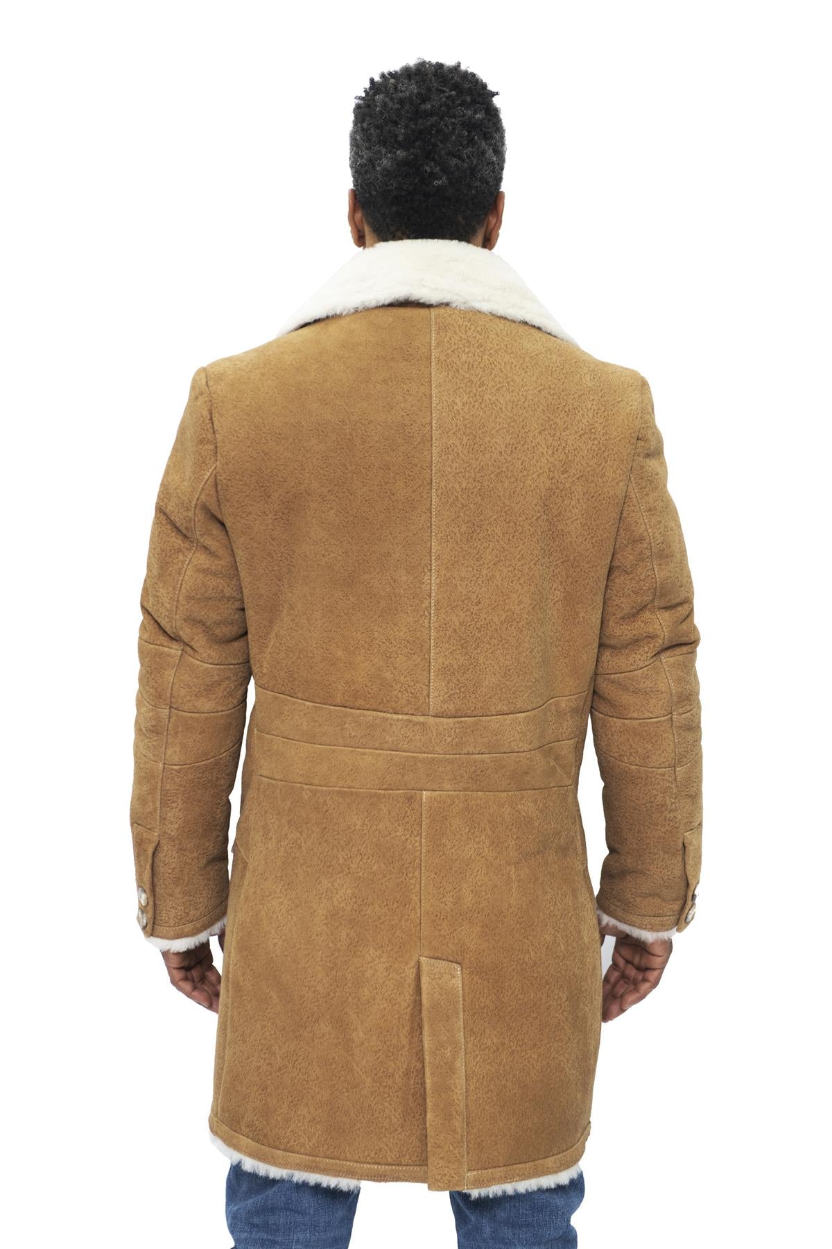 Mens Warm Sheepskin Trench Coat-Managua
