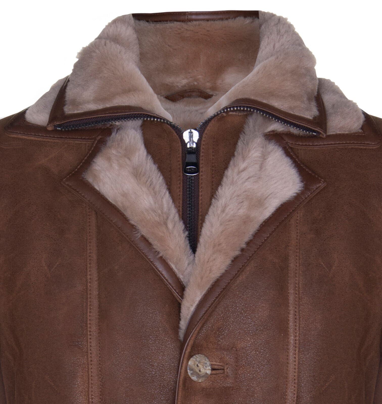 Mens Warm Shearling Sheepskin Leather Coat-Florence