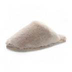 Women's Sheepskin Slippers Taupe Warm Winter Fur Mule - Aurora