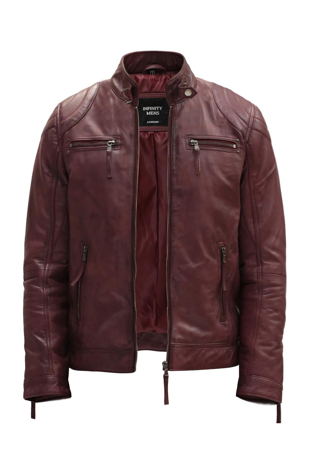 Mens Moto Leather Biker Jacket-Taiwan