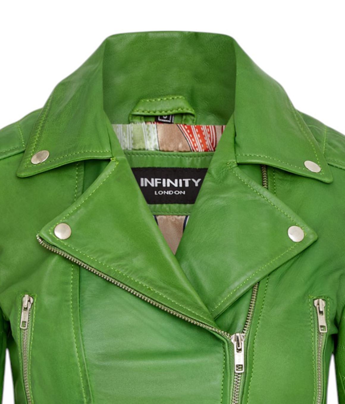 Womens Cropped Brando Leather Biker Jacket-Damascus