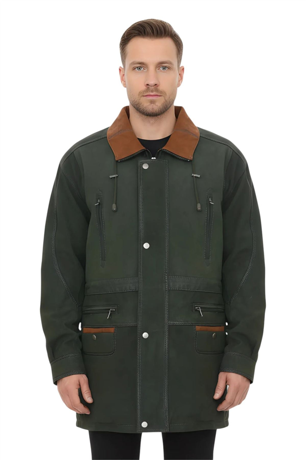 Mens Nubuck Leather Parka Coat-Winnipeg