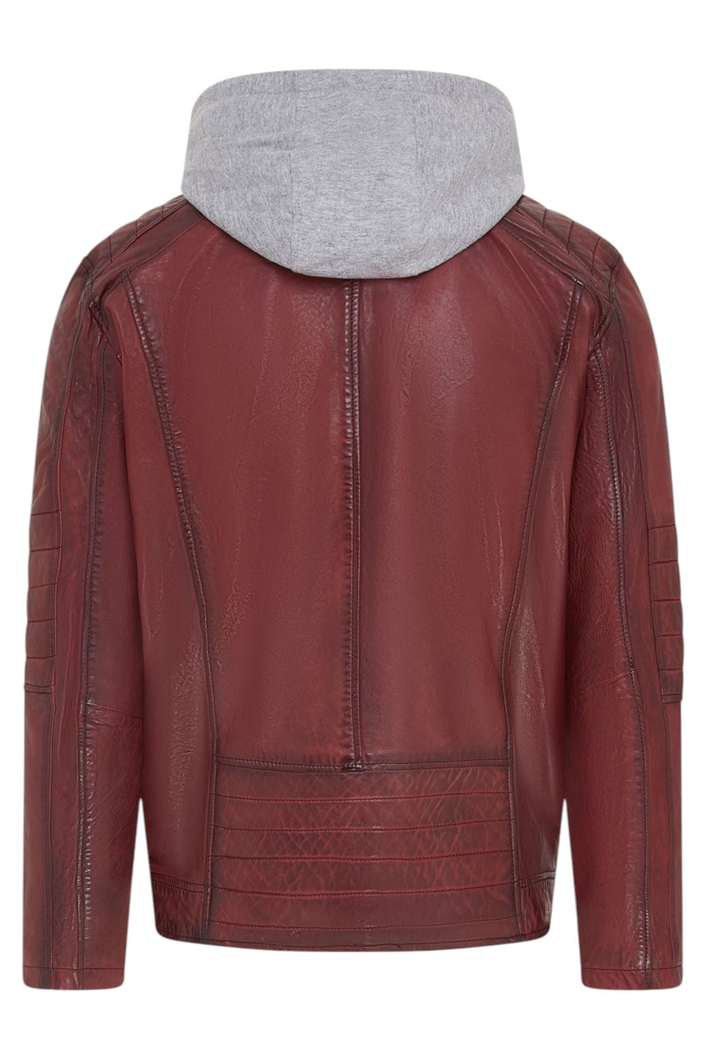 Men's Hooded Biker Lamb Leather Jacket - Burten
