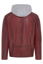 Men's Hooded Biker Lamb Leather Jacket - Burten