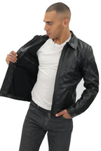 Mens Smart Classic Harrington Leather Jacket-New York