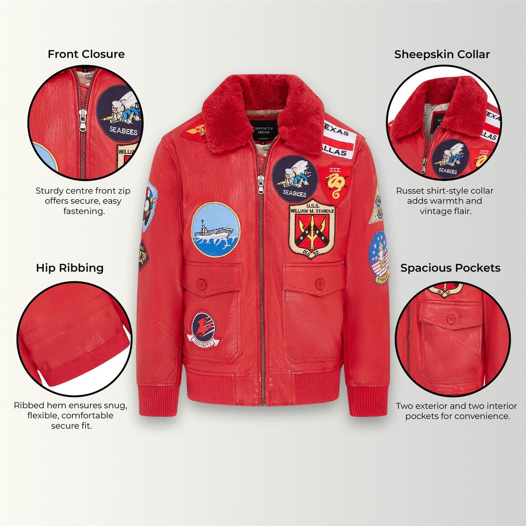 Mens Top Gun A2 Leather Bomber Jacket-San Diego